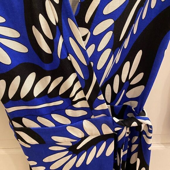 Diane von Furstenberg DVF Celeste Silk Jersey Wrap Shorts Romper Blue size 4 - Picture 5 of 9